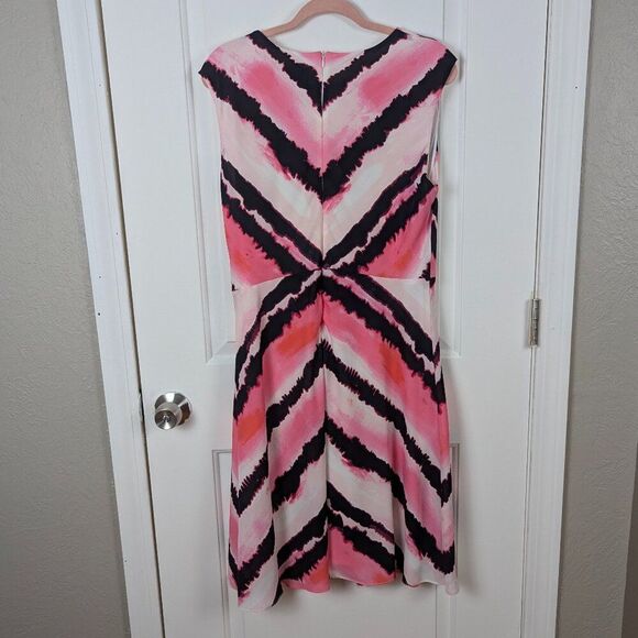 Joseph Ribkoff | Pink Black Tie Dye Summer Dress Size US12 - Picture 3 of 11